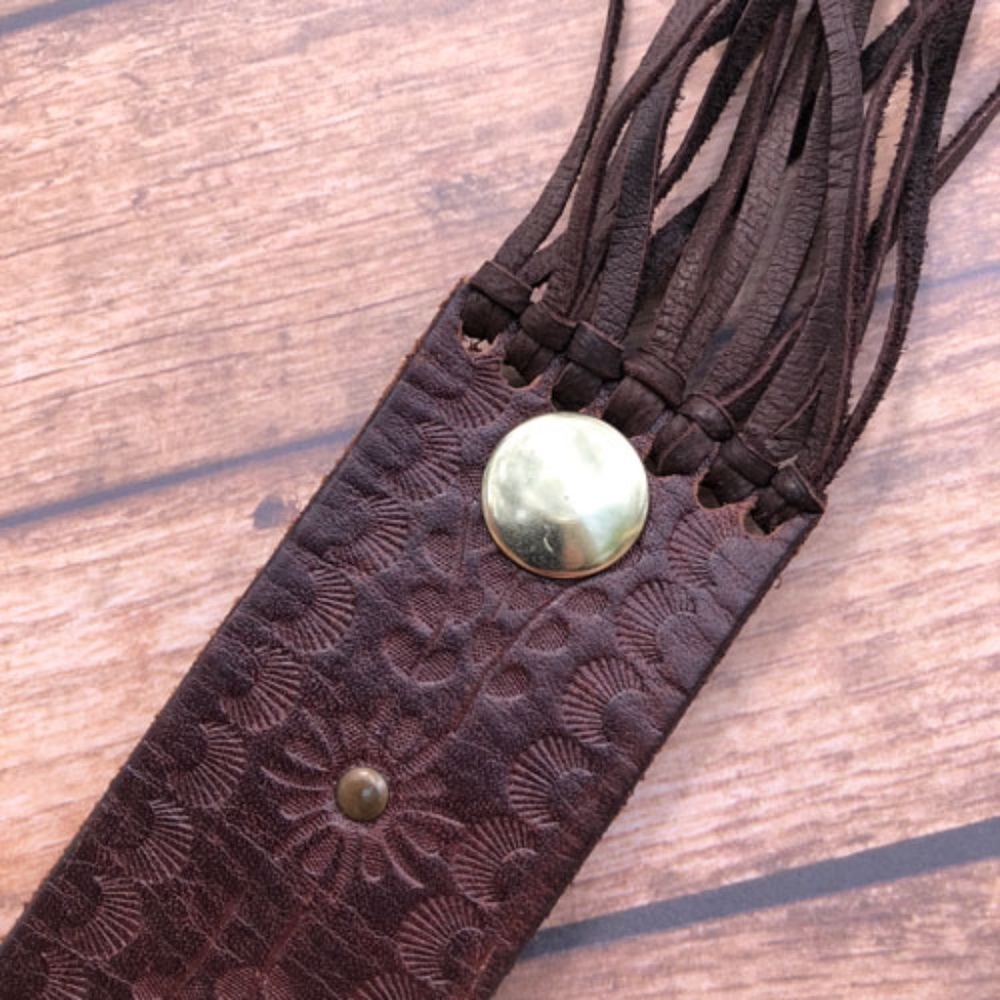 New Boho Western Brown Leather Fringe Cuff